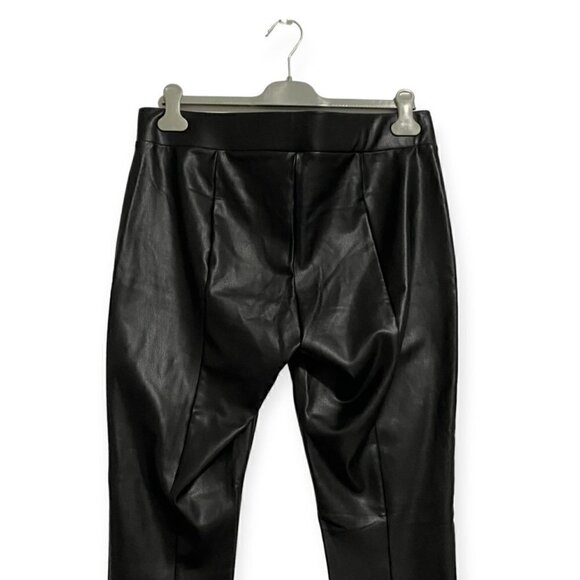 Loft Black Faux Leather Stretch Pants/Leggings, Size L - Picture 5 of 9